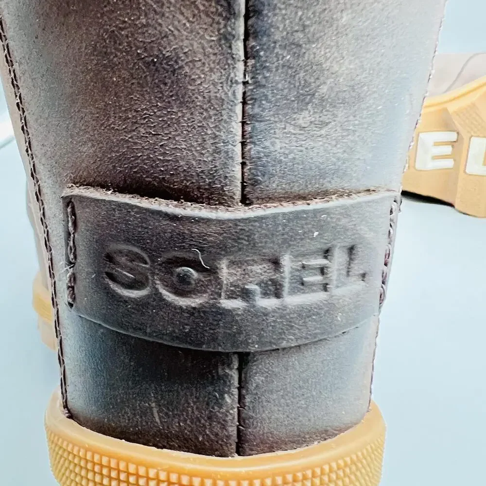 Sorel Boots Womens 8 Brown Nubuck Chelsea Ankle Wedge Pull On Lug Sole Shoes